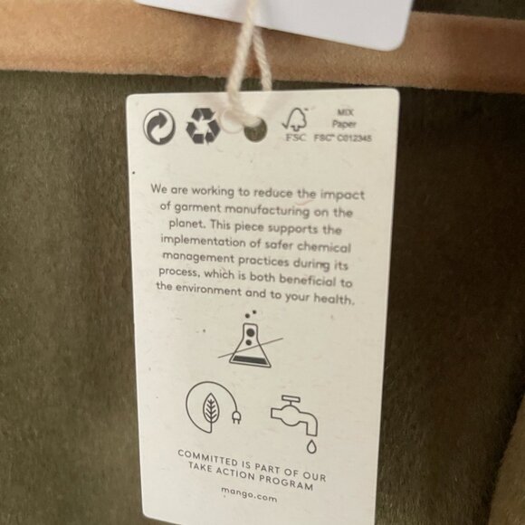 NWT Mango Olive Wool Long Coat with Belt – Size XL - Picture 3 of 9